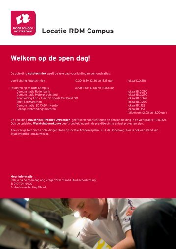 Welkom op de open dag! Locatie RDM Campus - Hogeschool ...