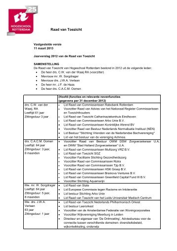Jaarverslag Raad van Toezicht 2012 - Hogeschool Rotterdam