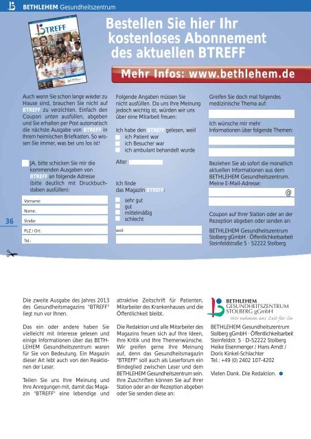 IHR PERSÖNLICHES MAGAZIN Ausgabe 2⎥ 2013 - Bethlehem ...