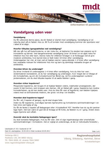Vandafgang uden veer - Hospitalsenhed Midt