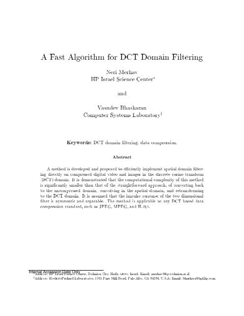 A Fast Algorithm for DCT Domain Filtering