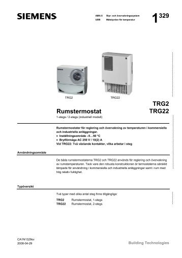 1329 Rumstermostat TRG2 TRG22 - Siemens Building Technologies