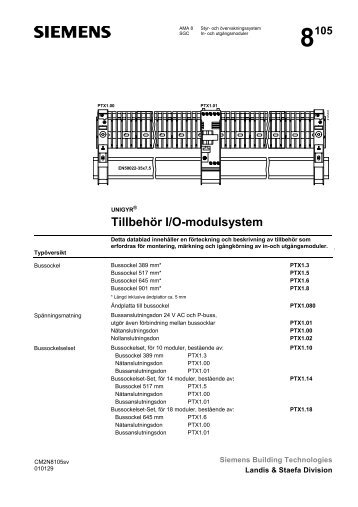 Tillbehör I/O-modulsystem - Siemens Building Technologies