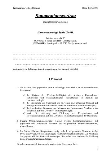 Netzwerkvertrag - Human.technology Styria GmbH