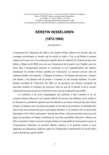 Kerstin Hesselgren - International Bureau of Education - Unesco