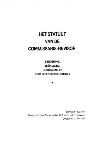 Het statuut van de commissaris-revisor: benoeming ... - IBR