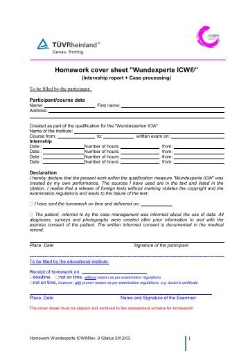 Homework cover sheet "Wundexperte ICW®"