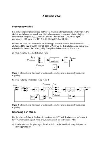 X-tenta ET 2002 Frekvensdynamik Spänning och ström - IEA