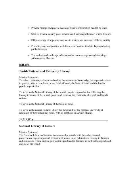 Mission and/or Vision Statements of Government Libraries ... - IFLA