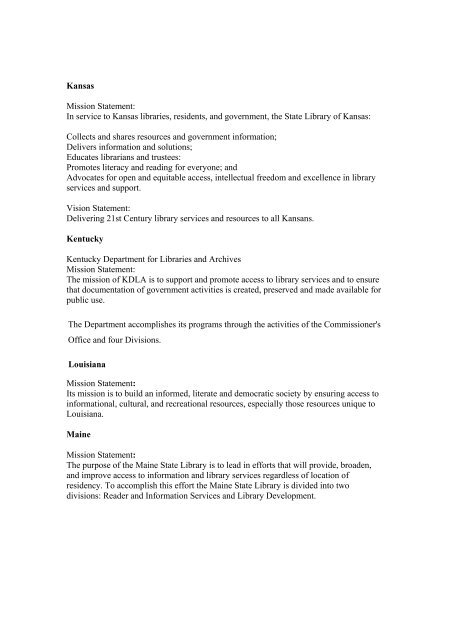 Mission and/or Vision Statements of Government Libraries ... - IFLA