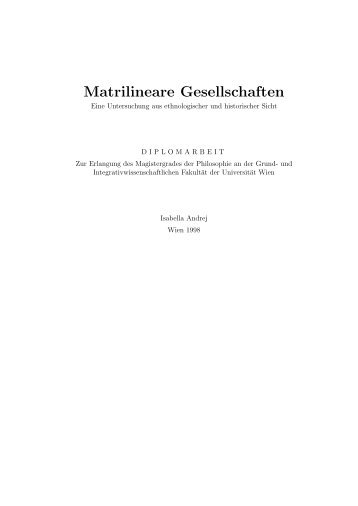 Matrilineare Gesellschaften - Institute for Advanced Studies