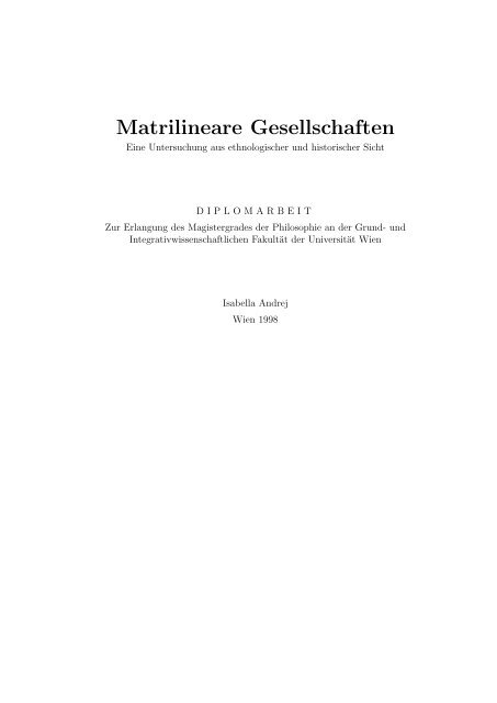 Matrilineare Gesellschaften - Institute for Advanced Studies