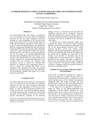 An error resilient coding scheme for H.264 video transmission based ...