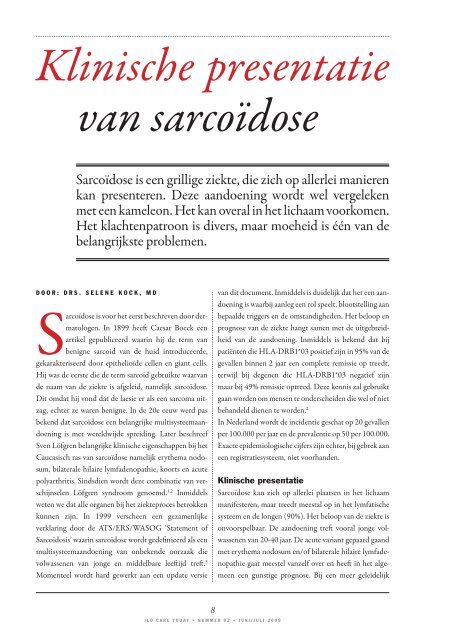 Klinische presentatie van sarcoīdose - Ildcare.nl