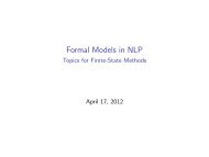 Formal Models in NLP - Topics for Finite-State Methods