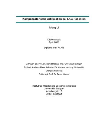 Kompensatorische Artikulation bei LKG-Patienten - Institut für ...