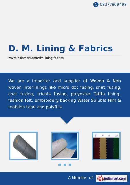 D. M. Lining & Fabrics, Noida - Importer & Supplier of ... - IndiaMART