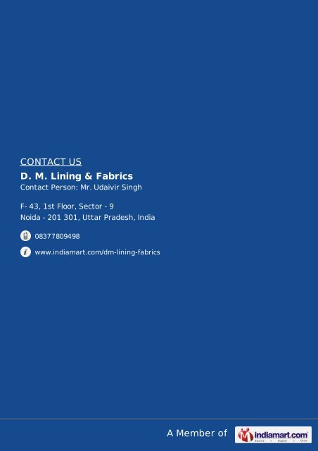 D. M. Lining & Fabrics, Noida - Importer & Supplier of ... - IndiaMART