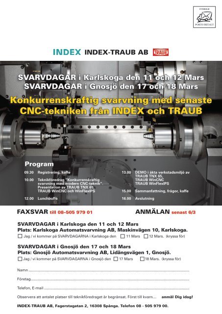 Konkurrenskraftig svarvning med senaste CNC-tekniken från INDEX ...