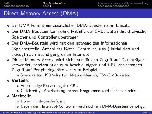 4.Vorlesung Betriebssysteme Hochschule Mannheim