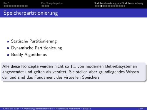4.Vorlesung Betriebssysteme Hochschule Mannheim