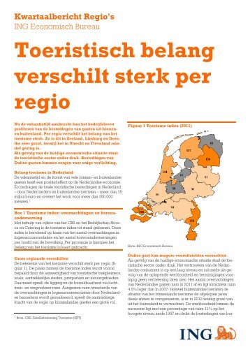 Toeristisch belang verschilt sterk per regio - Ing