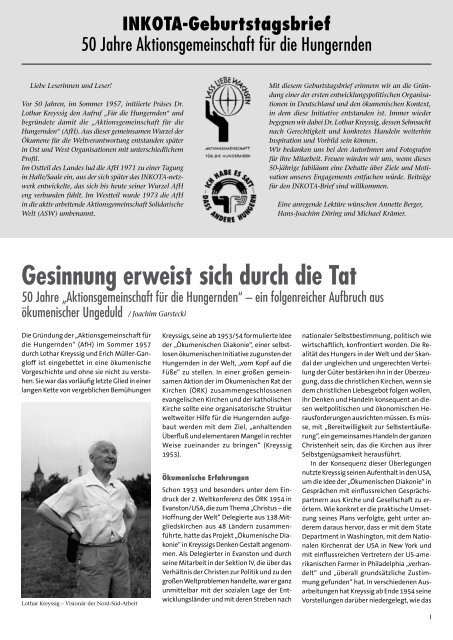 50 Jahre Aktionsgemeinschaft für die Hungernden - INKOTA ...