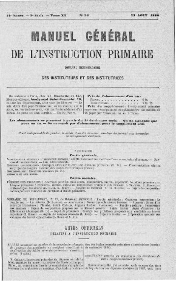 DE L'INSTRUCTION PRIMAIRE - INRP