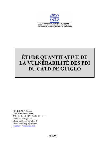 étude quantitative de la vulnérabilité des pdi du catd de guiglo