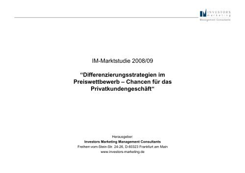 IM-Privatkundenstudie 2008 - Investors Marketing AG