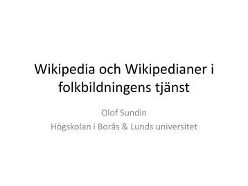 Wikipedia och Wikipedianer i folkbildningens tjänst