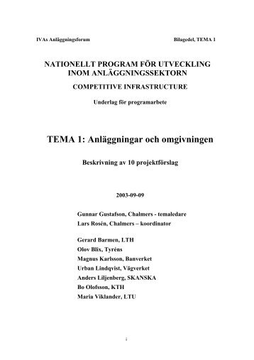 TEMA 1: Anläggningar och omgivningen - IVA