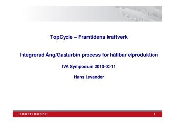 Hans Levander, Euroturbine, TopCycle - IVA