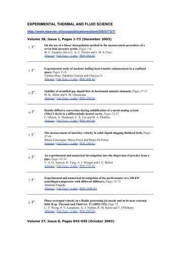 EXPERIMENTAL THERMAL AND FLUID SCIENCE - IWR