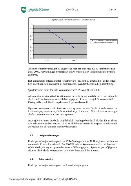 Delårsrapport per augusti 2008 - Järfälla