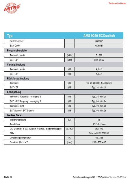 AMS 9... Ecoswitch - Astro