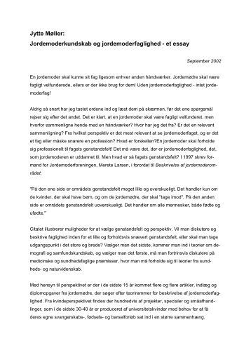 Jytte Møller: Jordemoderkundskab og jordemoderfaglighed - et essay