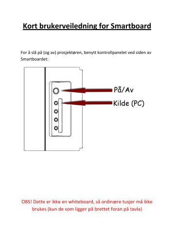 Kort brukerveiledning for Smartboard