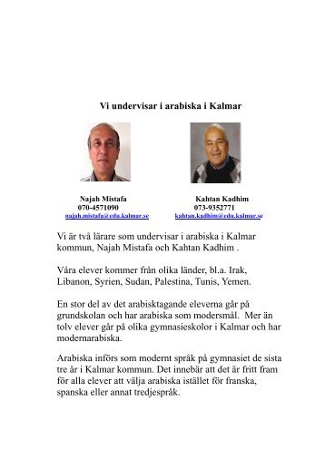 Vi undervisar i arabiska i Kalmar Vi är två lärare ... - Kalmar kommun