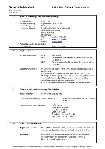 Sicherheitsdatenblatt HAHN+KOLB Art.-Nr. 69794030