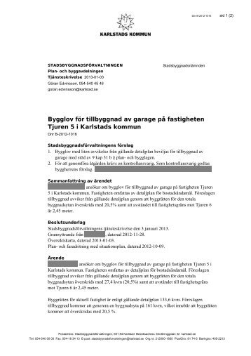 Tjänsteskrivelse stadsbyggnadsförvaltningen (20kB) - Karlstads ...
