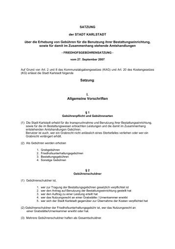 Satzung: I. Allgemeine Vorschriften - Karlstadt