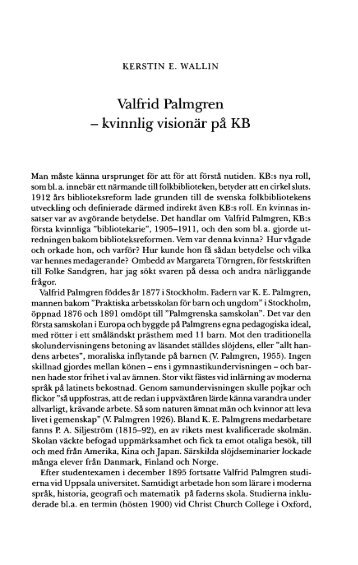 Valfrid Palmgren - kvinnlig visionär på KB