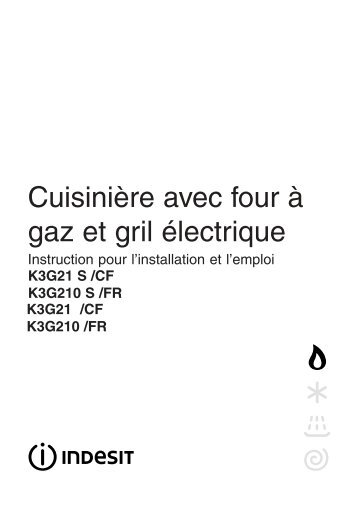 Cuisinière avec four à gaz et gril électrique - Indesit