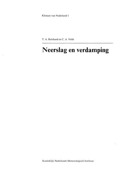 Boek Neerslag en Verdamping - Knmi