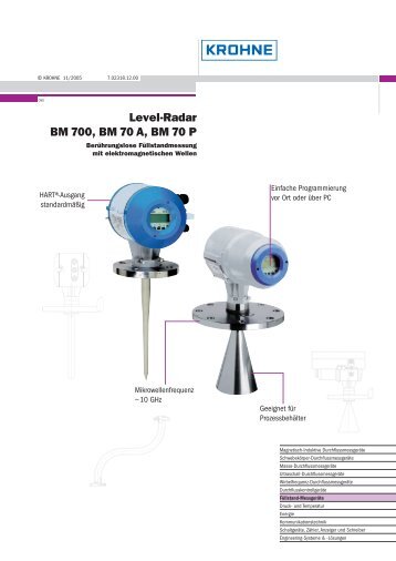 Level-Radar BM 700, BM 70 A, BM 70 P