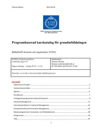 Programbaserad kurskatalog - Kungliga Tekniska högskolan