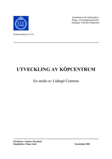 UTVECKLING AV KÖPCENTRUM - Kungliga Tekniska högskolan