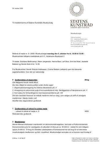 Til medlemmerne af Statens Kunstråds Musikudvalg ... - Kunst.dk