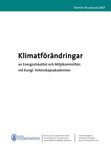 RAPPORT 30 januari 2007 Klimatförändringar Klimatförändringar av ...